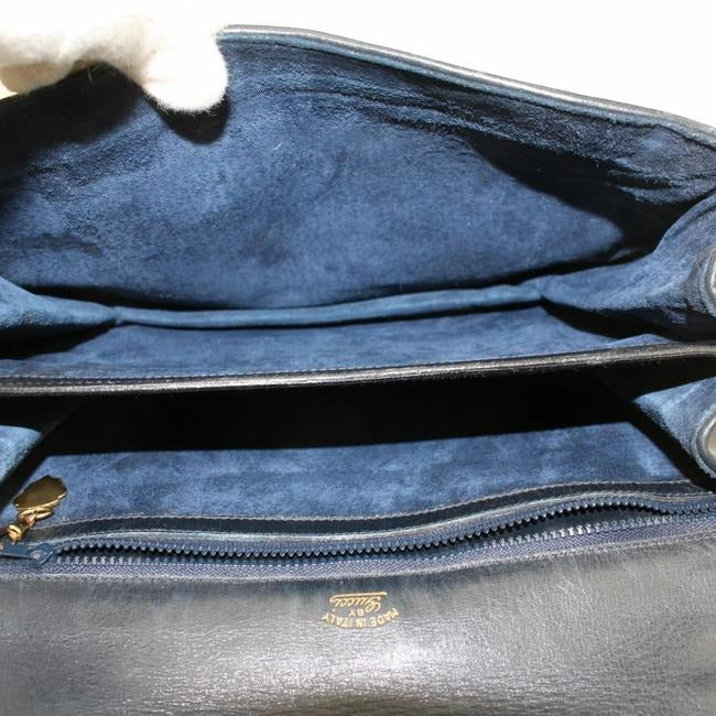 Gucci   Midnight Blue Suede With Leather Trim Hobo Bag