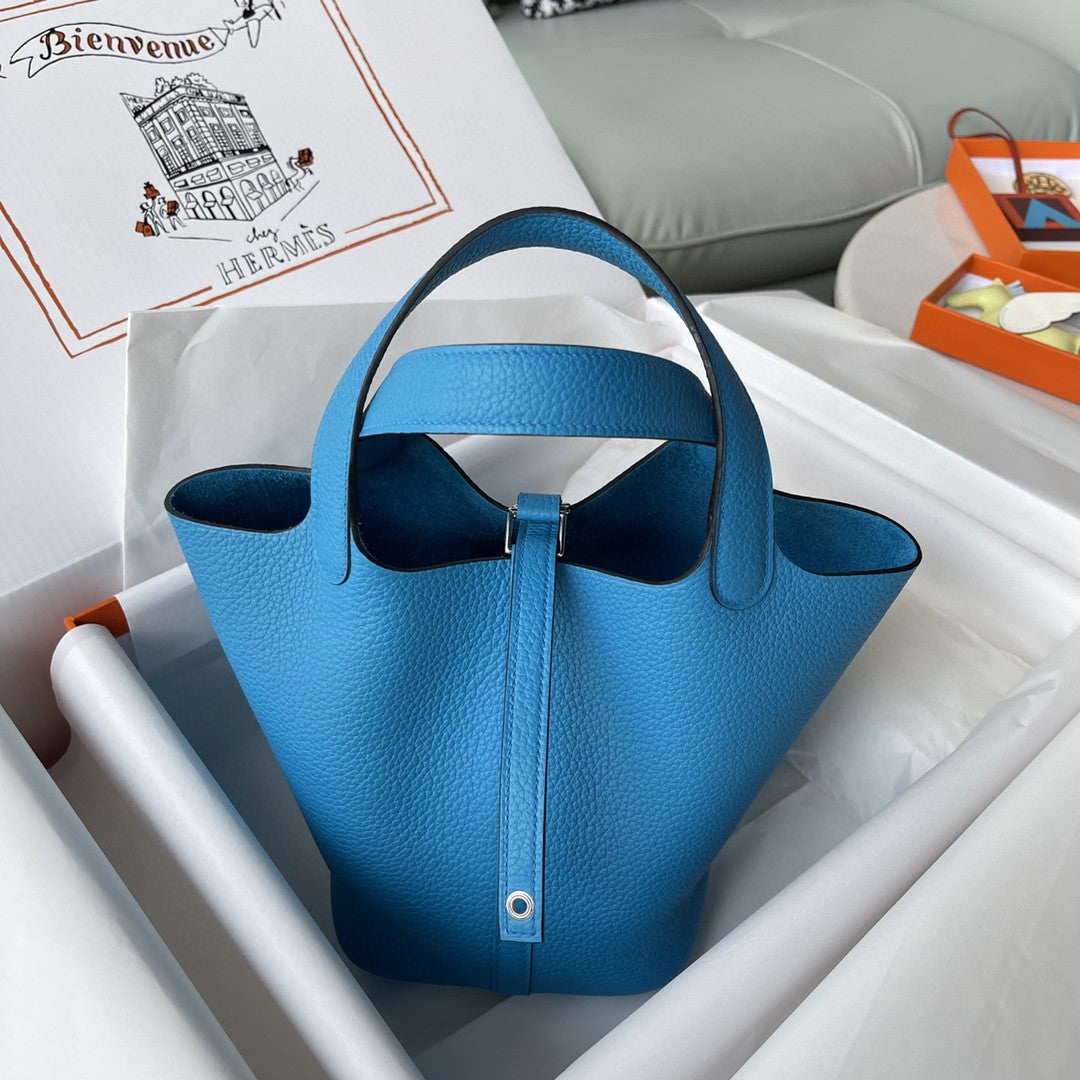 Top Quality Picotin Lock 18 Bag Blue For Women, Handbags 7.1in/18cm