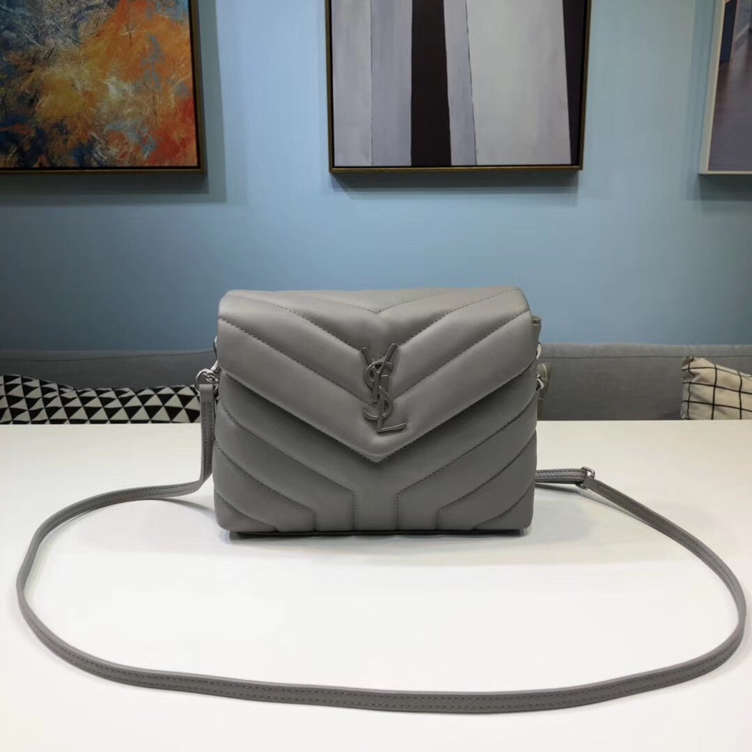 Top Quality Loulou Mini Shoulder Bag Grey For Women 7in/18cm YSL
