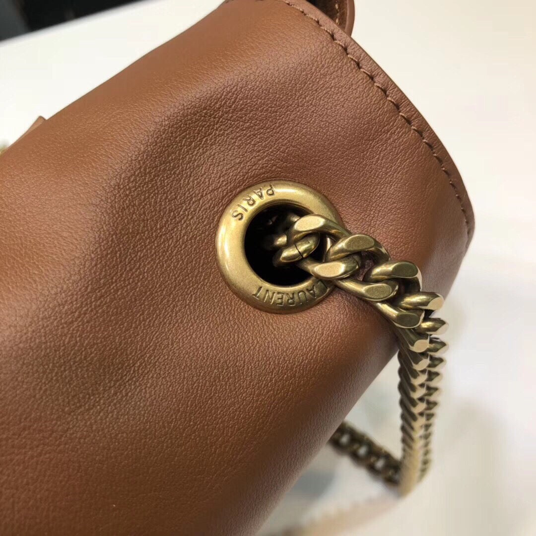 Top Quality Kate MeTop Qualityum Chain Bag In Grain De Poudre Brown For Women 9.4in/24cm YSL 364021BOW0J2346