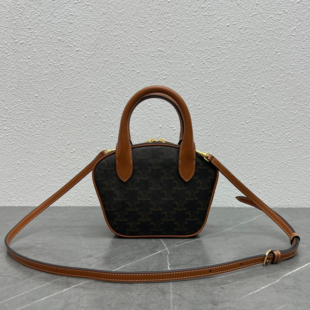 Top Quality Mini Bowling Bag In Triomphe Canvas Tan For Women 8in/20cm 110462EKX.04LU