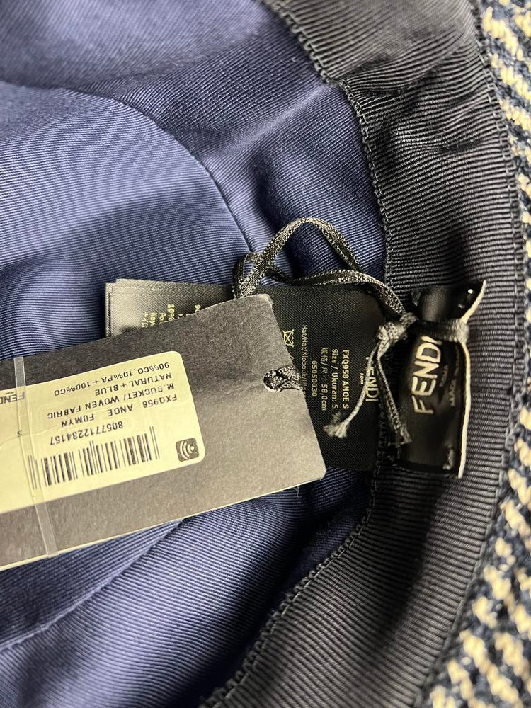 Fendi Navy/White Woven Bucket Hat