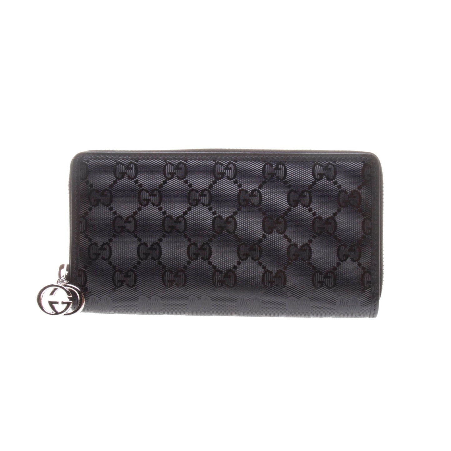 Gucci 307982 Black GG Imprime Leather Zip Around Long Wallet