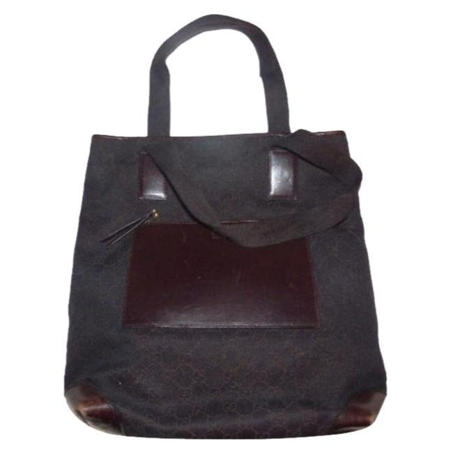 Gucci   Brown Large G Logo Print Canvas And Leather Tote