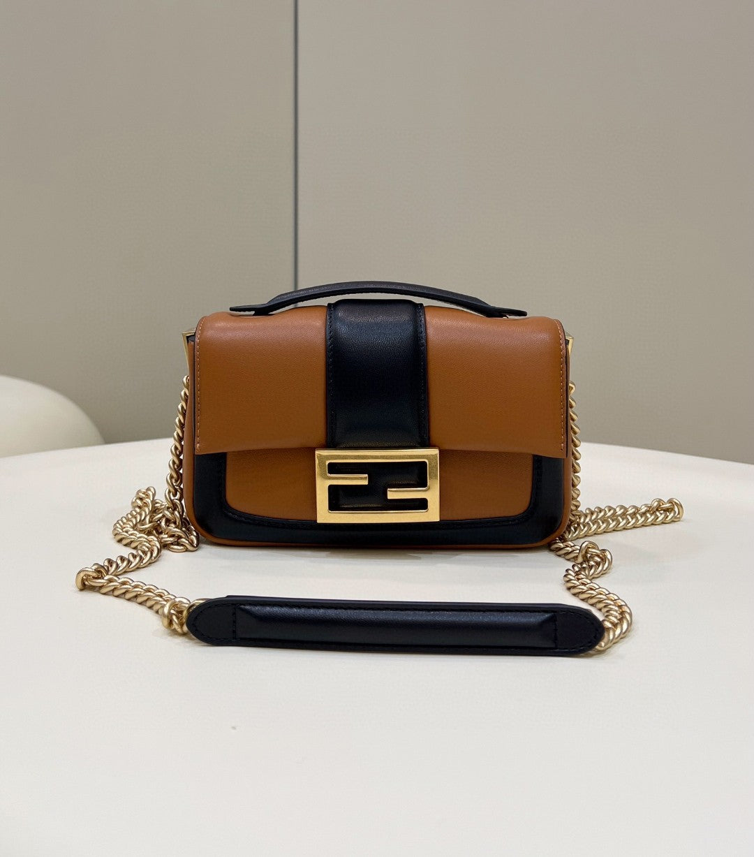 Top QualityTop Quality Baguette Chain Brown and Black Bag For Woman 19cm/7.5in