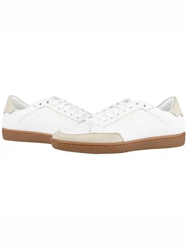 Luxury Saint Laurent Trending 2025 Court Classic Perforated Beige Tab Low Top Sneakers White