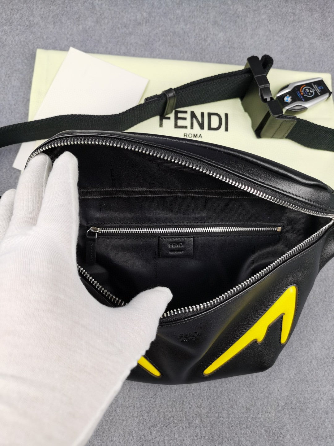 Top QualityTop Quality Little Monster Belt Bag Black/Yellow For Men, Men’s Bags 7.9in/20cm FF