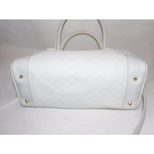Gucci   White Small G Logo Print Leather Coated Canvas Satchel