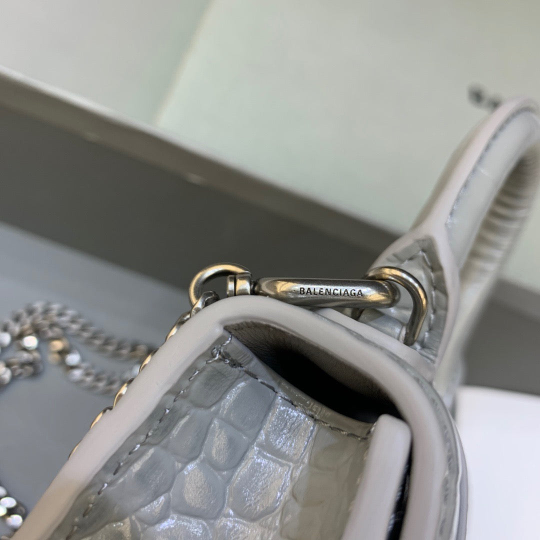 Top Quality Hourglass Mini Handbag With Chain In Grey, For Women,  Bags 4.7in/12cm
