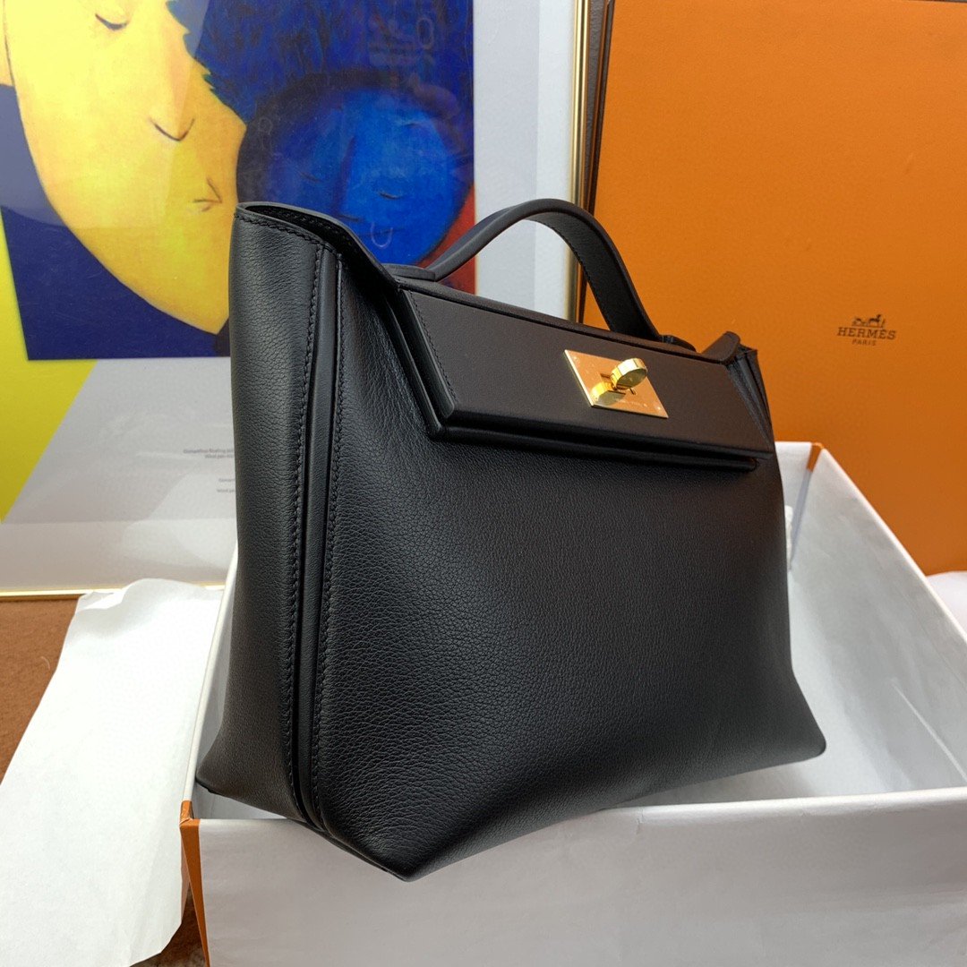 Top Quality 24/24 Clemence Swift Black For Women, Handbags, Shoulder Bags 11.4in/29cm