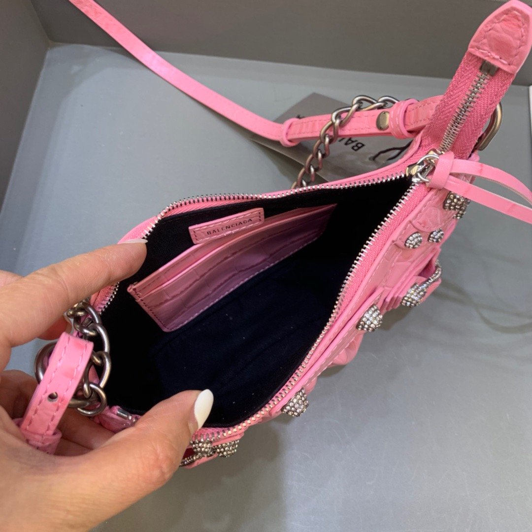 Top Quality Le Cagole Mini Bag With Chain In Pink, For Women,  Bags 8.2in/21cm 69581423EBY5812