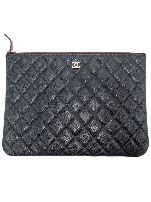 Chanel A82545 Black Caviar Gold Classic New Medium Clutch No 29 Chanel