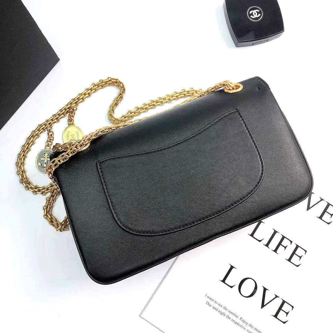 CHLMaroon Medallion Nude Reissue 2.55 Classic 225 Flap Black Bag For Women 24cm/9in