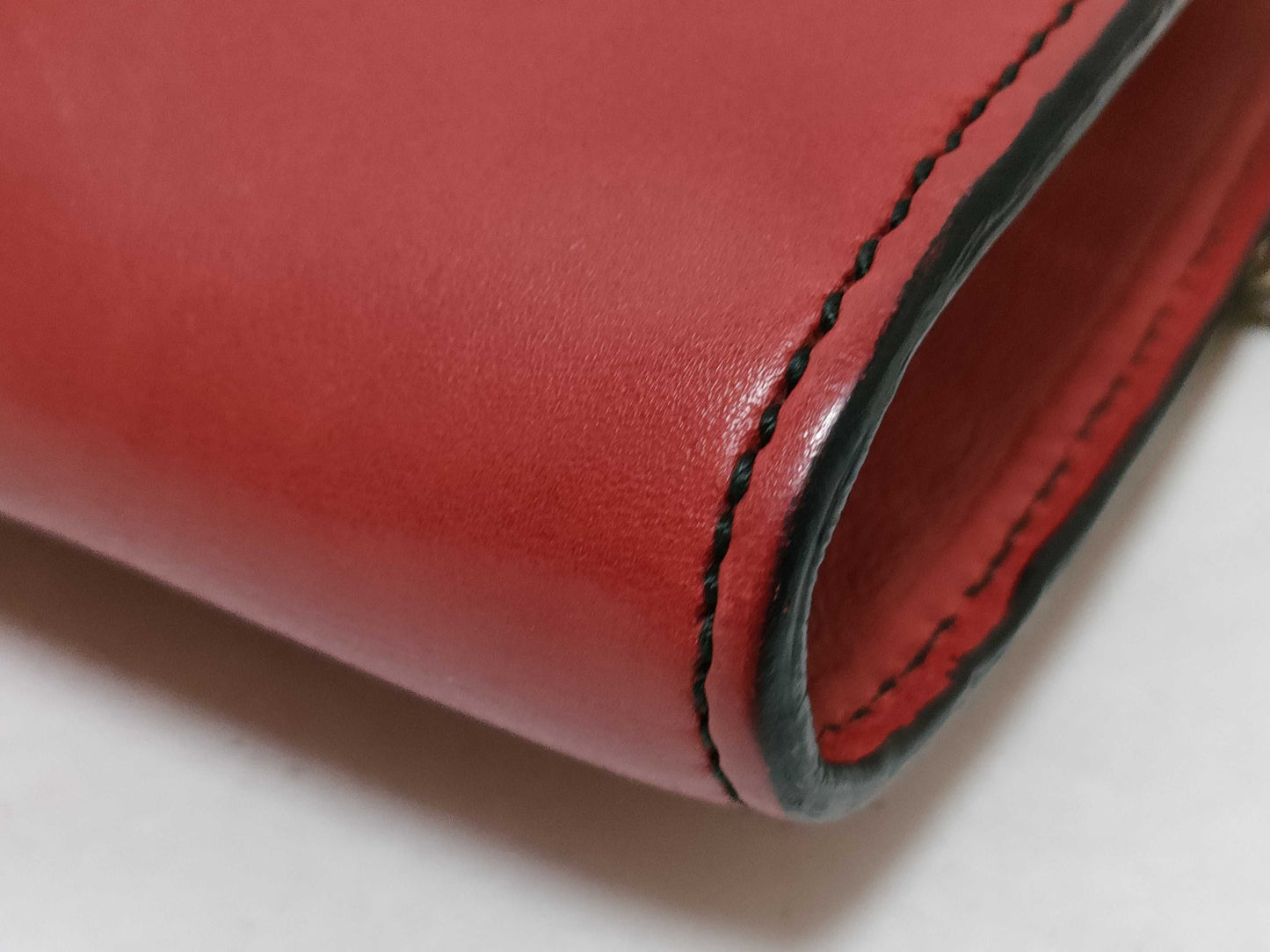 Gucci Emily Chain Flap Bag Leather Red Leather Shoulder Bag Bag ( )