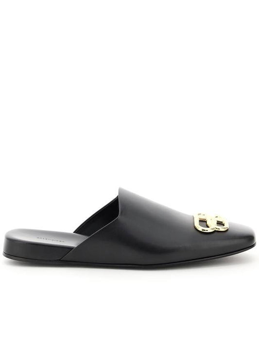 Luxury Balenciaga Trending 2025 BB Logo Leather Mule Black