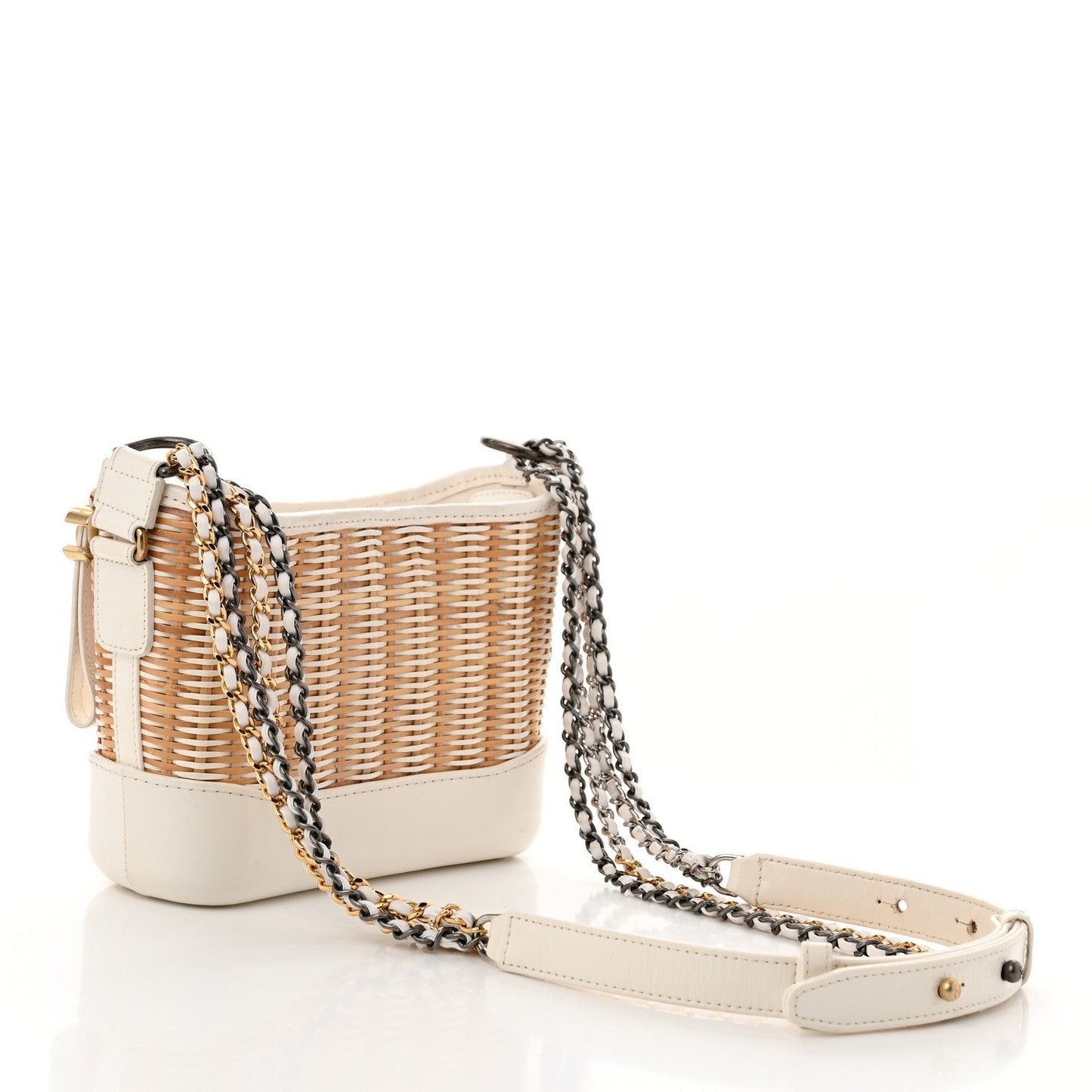 Chanel Rattan Calfskin Small Gabrielle Hobo Beige Ivory