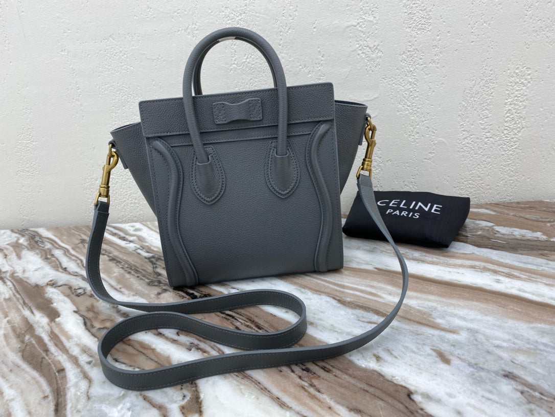 Top Quality Nano LuGucciage Bag In Drummed Grey For Women 8in/20cm 189243AQL.10KL