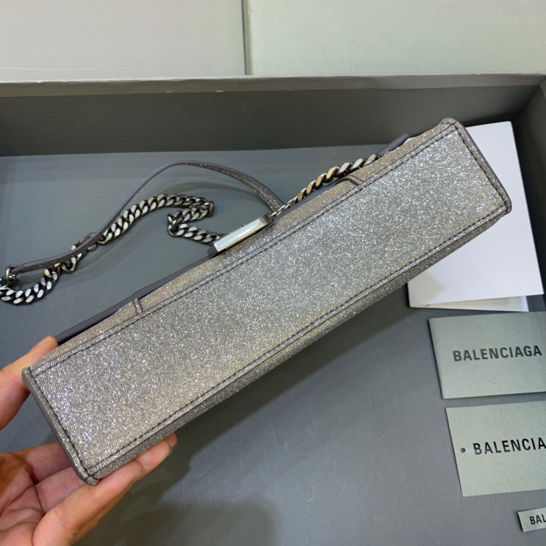 Top Quality Hourglass Wallet On Chain in Golden Gray, For Women,  Bags 9in/23cm