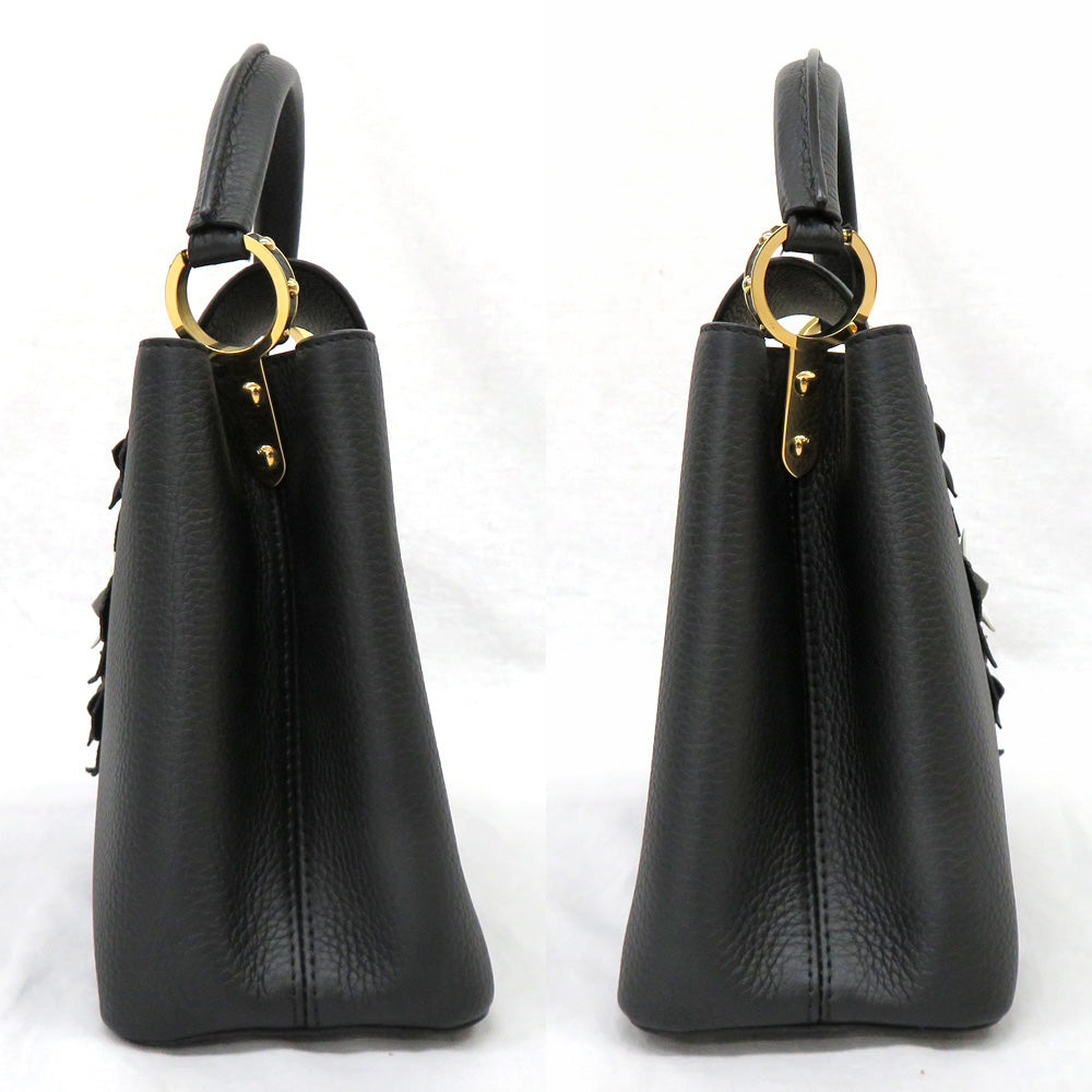 Louis Vuitton Capsine PM M53850 Flower Tinsel Handbag 2WAY Shoulder Bag Noir Black  Leather G    Quality Wood