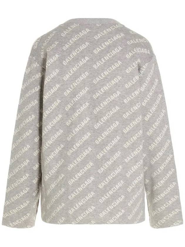 Luxury Balenciaga Trending 2025 wool over logo pattern cardigan Grey