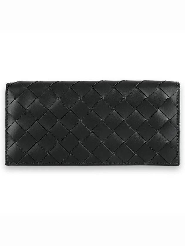 Luxury Bottega Veneta Men's Intrecciato Weaving Long Wallet Black