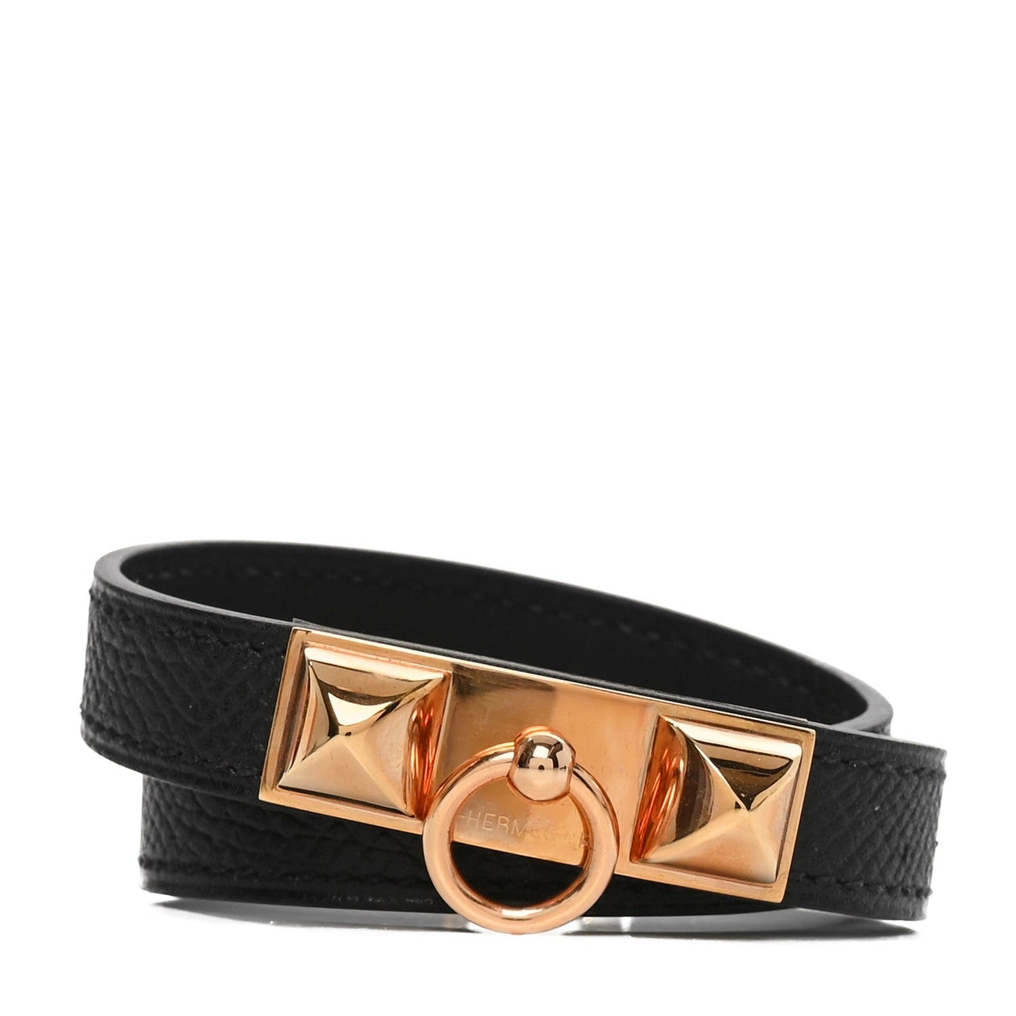 Hermes Epsom Rivale Double Tour Bracelet XS Black