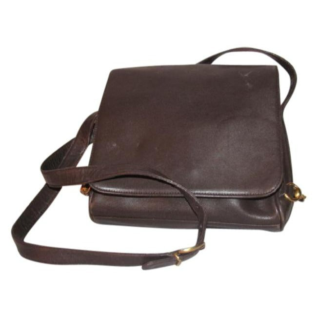 Gucci   Brown Leather With Gold Equestrian Accents Cross Body Bag