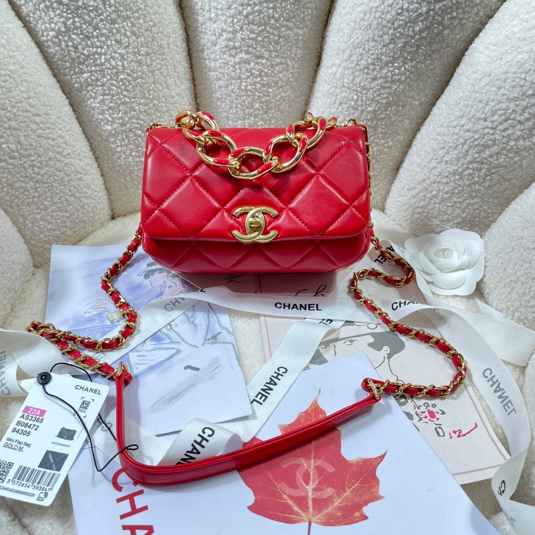 CHLMini Top Qualityap Bag Gold Hardware Red For Women Handbags, Shoulder Bags 6.7in/17cm AS3365