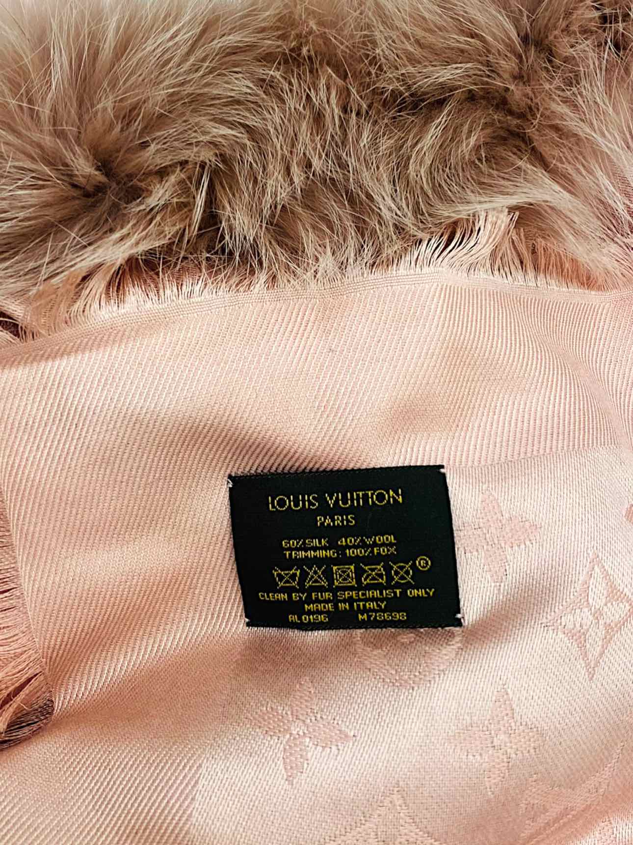 LOUIS VUITTON Pink & Brown Monogram Shawl