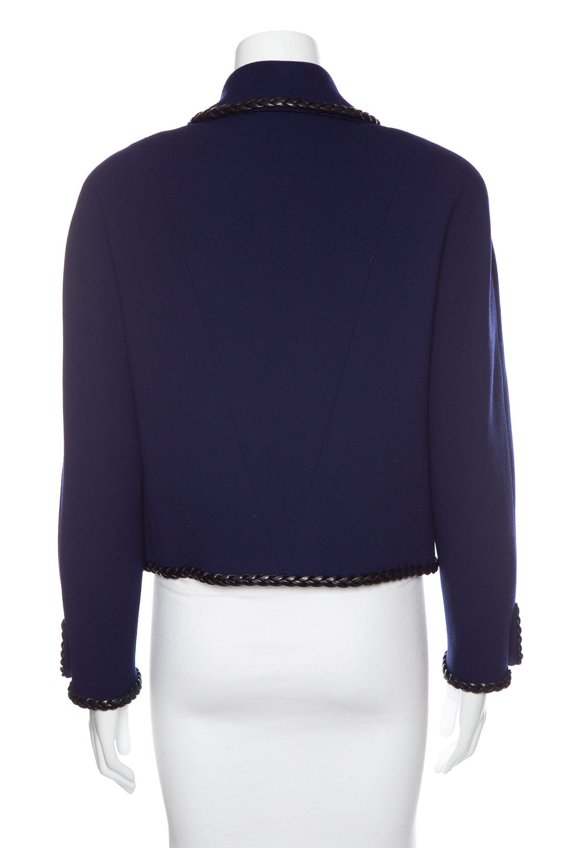Chanel   Navy & Black Leather Trim Jacket SZ N/A