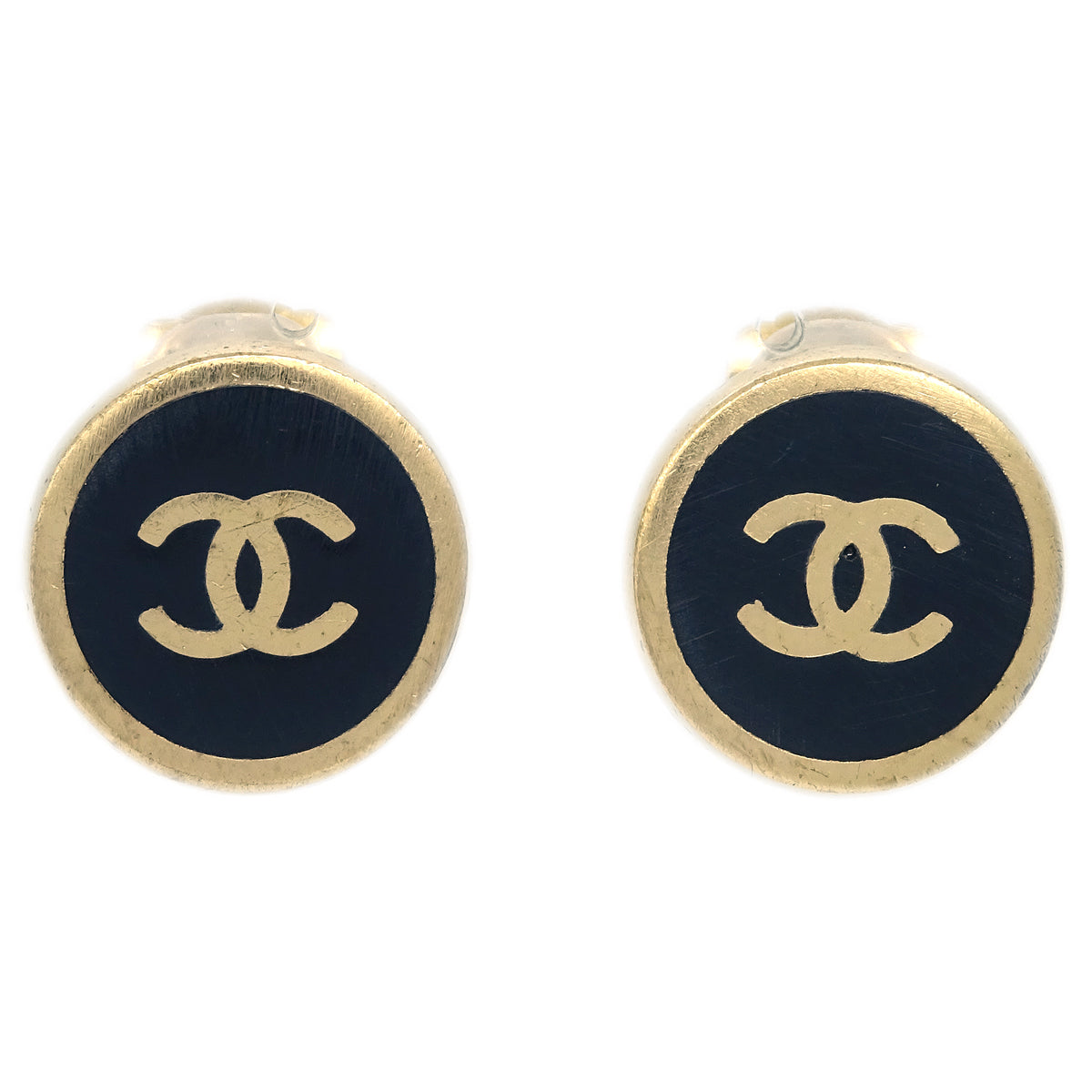 Chanel Black Button Earrings Clip-On 00A