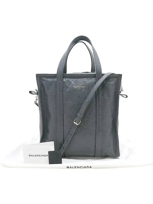 Luxury Balenciaga Trending 2025 513990 Gray color leather small bazaar shopper tote bag shoulder strap