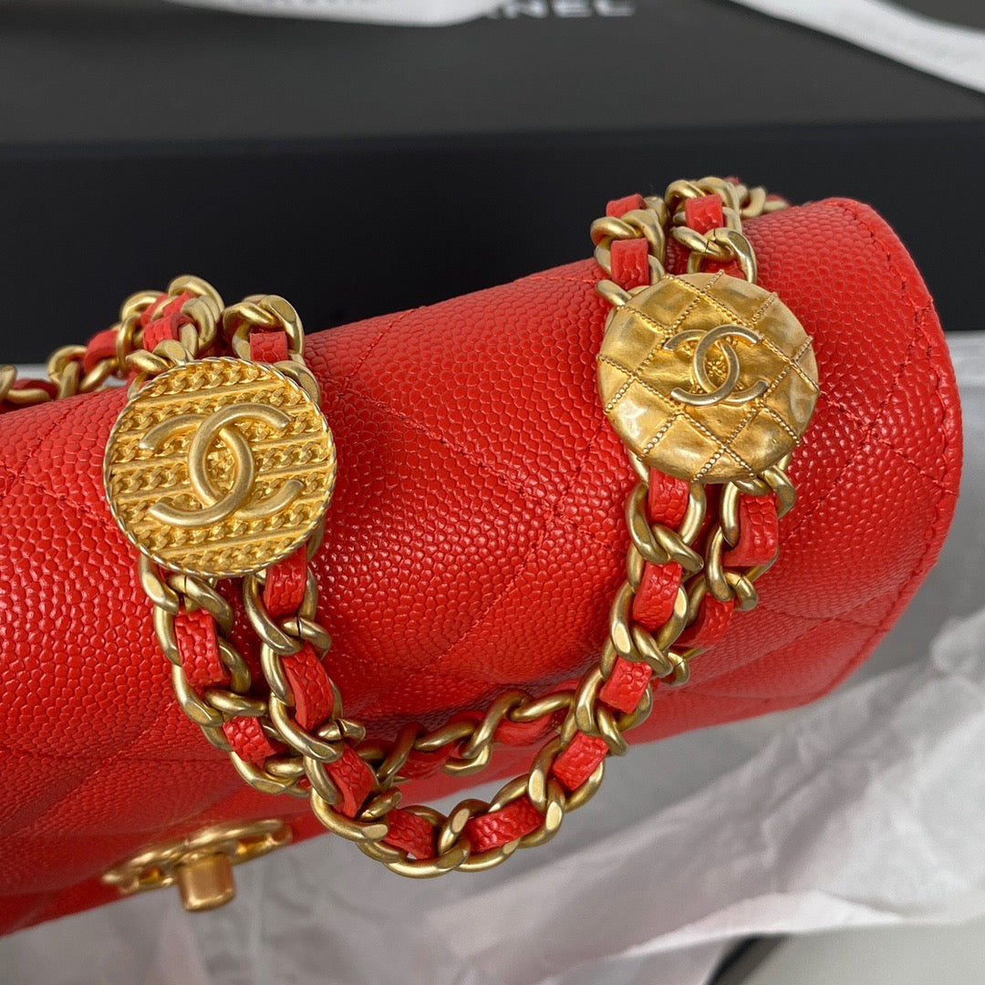 CHLSmall Top Qualityap Bag Gold Hardware Red For Women Handbags, Shoulder Bags 7.5in/19cm AP2840