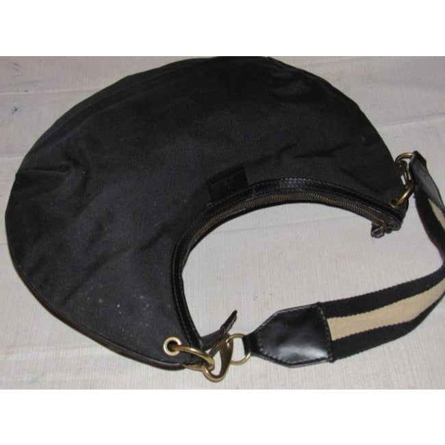 Gucci   Black Canvas And Leather With A Tan And Black Canvas Striped