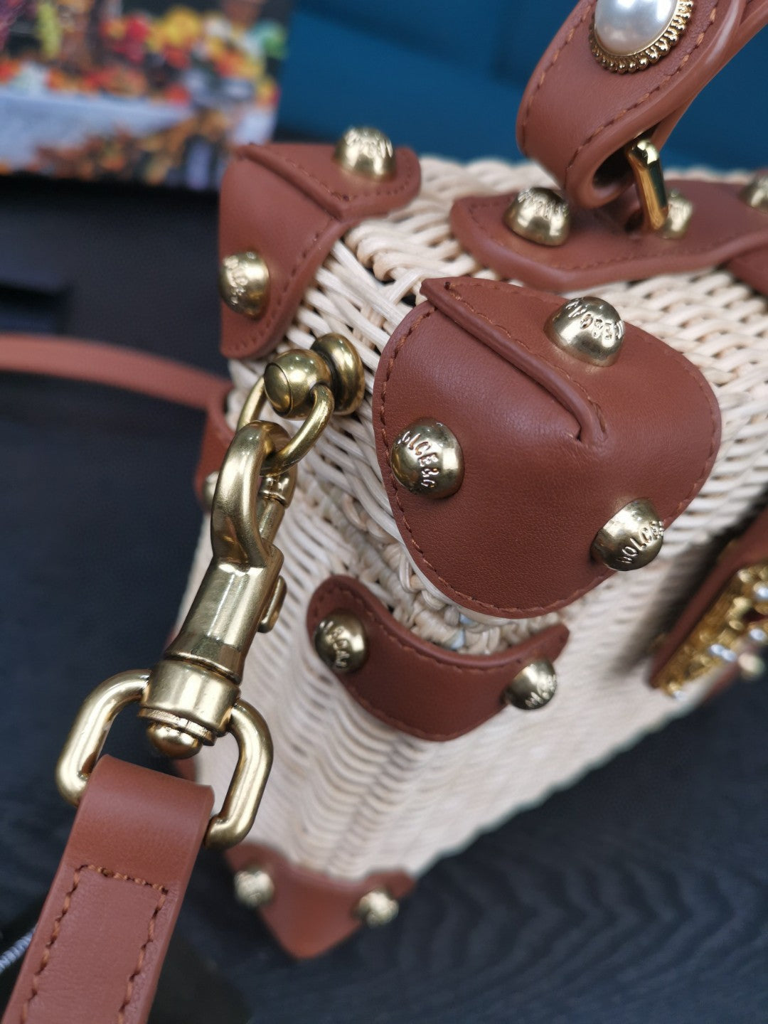 Top Quality Amore Wicker Top Handle Box Bag Beige For Women 7.9in/20cm Top Quality 0400015630447