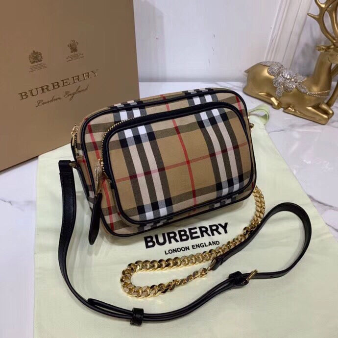 Top Quality  Check Cotton Camera Bag Neutral For Women, Womenâs Bags 7.7in/19.5cm