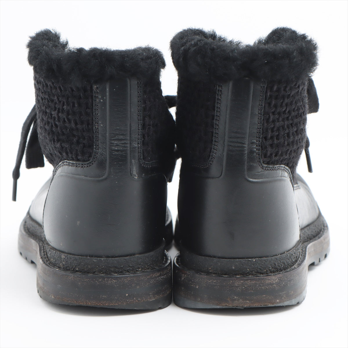 Chanel Coco Wool x Leather Boots 36  Black G32179 Boar