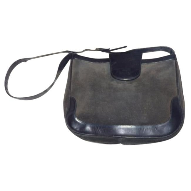 Gucci   Grey Suede Navy Leather Hobo Bag