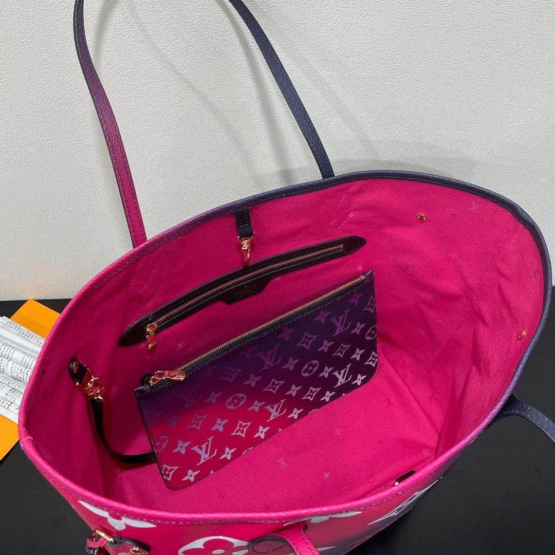 Top Quality Neverfull MM Tote Bag Monogram Canvas Midnight Fuchsia For Women,  Shoulder Bags 12.2in/31cm Top Quality M20511
