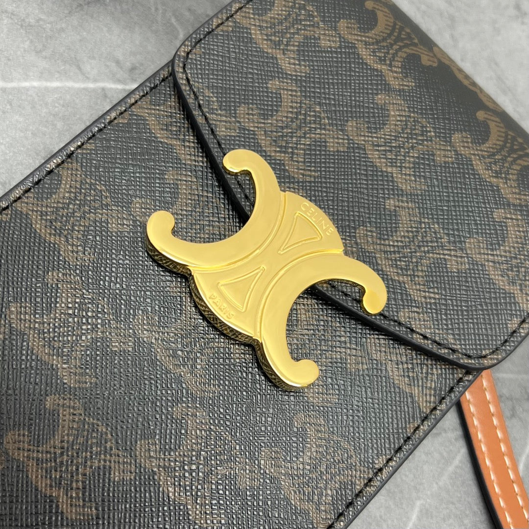 Top Quality Vertical Mobile Pouch Triomphe Tan For Women 6in/19cm 10j092dqb.04LU