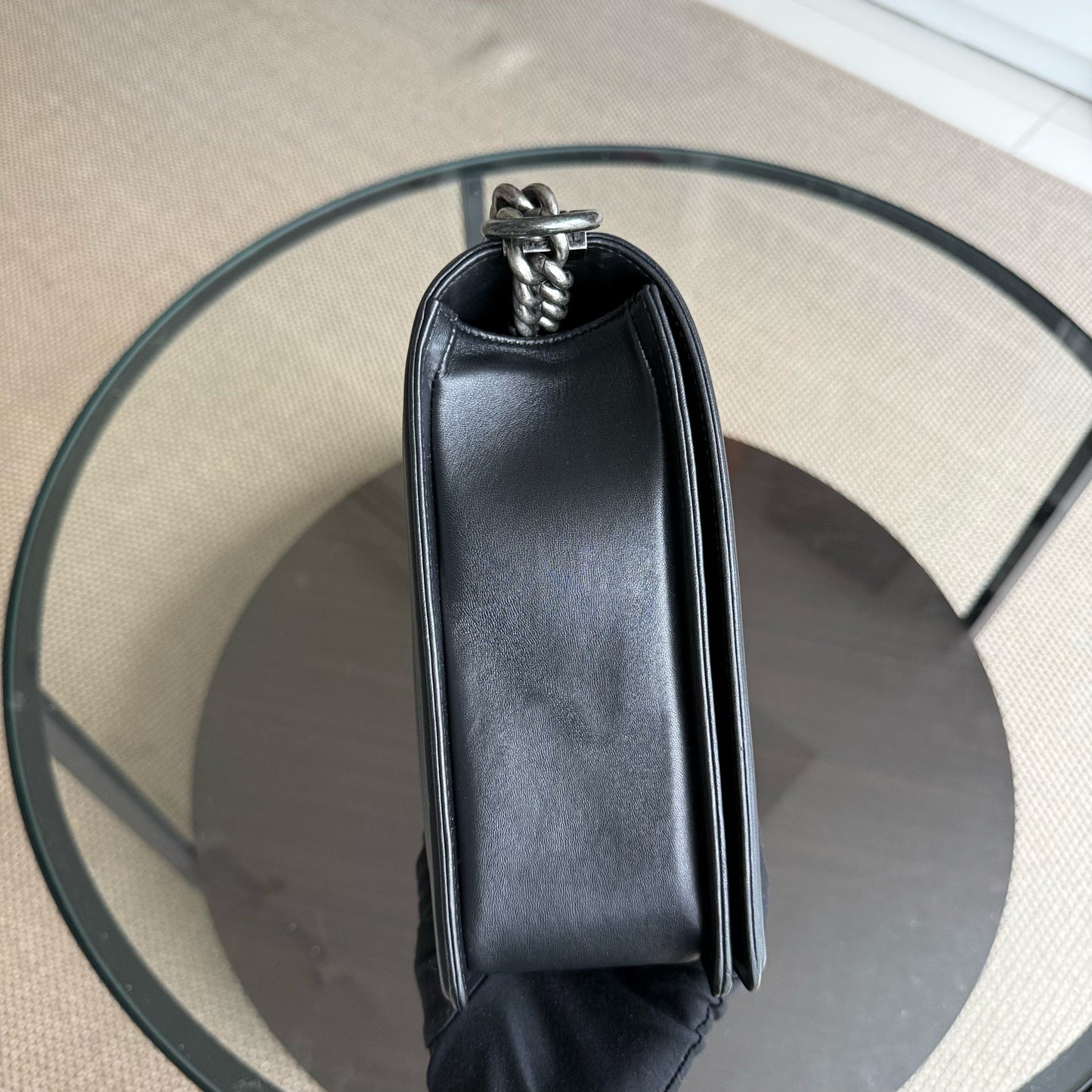 Chanel Boy Large - Quilted Lambskin Black Ruthenium Silver Hardware Series 18