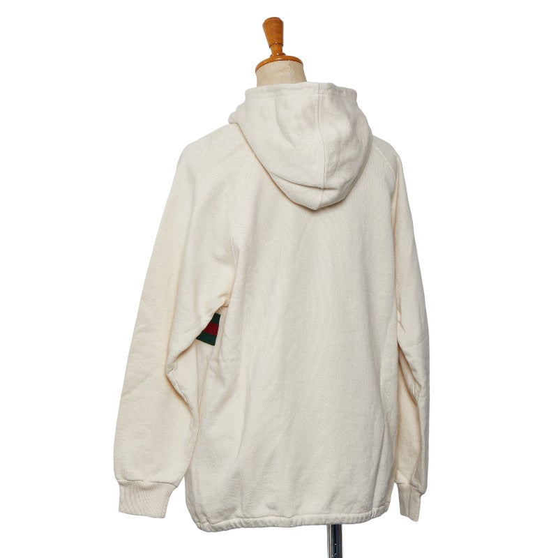 Gucci 24SS   Logo Web Strip Loveel Suede Half-Zip Parker Size12 653666 Ivory Multi-Color Cotton  Gucci