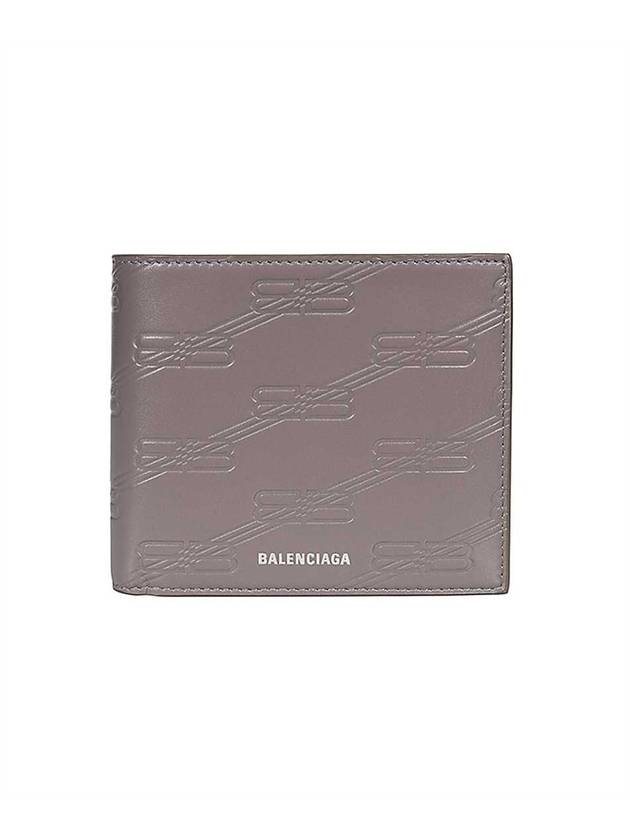 Luxury Balenciaga Trending 2025 BB Monogram Box Half Wallet Grey