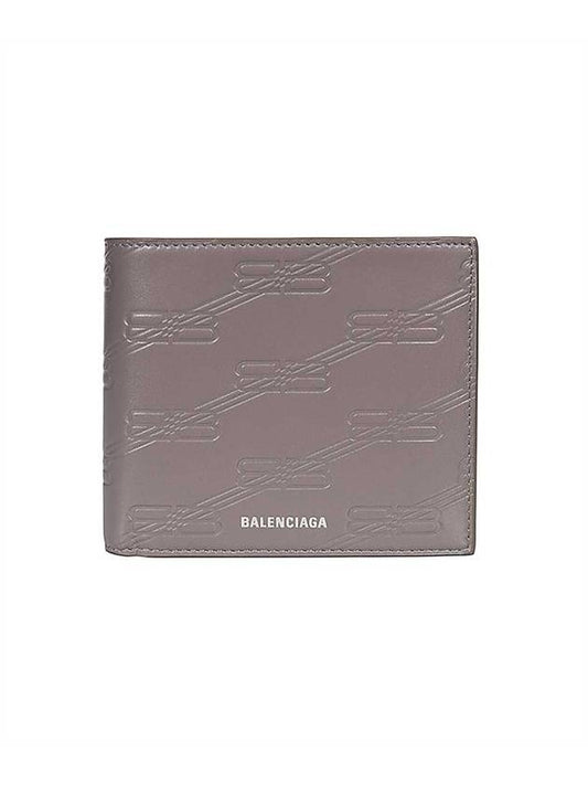 Luxury Balenciaga Trending 2025 BB Monogram Box Half Wallet Grey