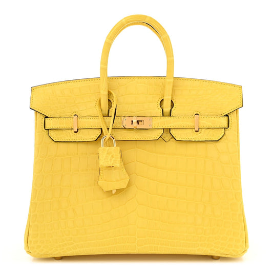 Hermes Matte Niloticus Crocodile Birkin 25 Mimosa