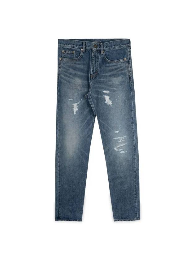 Luxury Saint Laurent Trending 2025 Men's Destroyed Jeans Blue