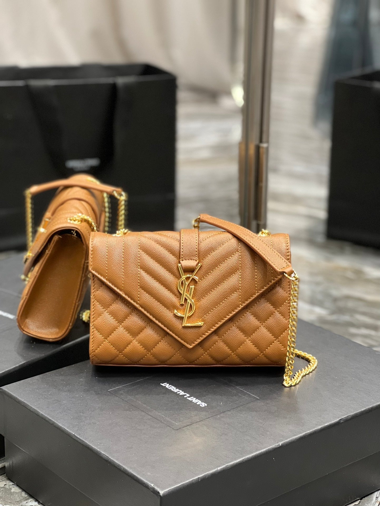 YSSL Small Bag Dark Natural In Mix Matelasse For Women 8in/21cm YSL 600195BOW919207