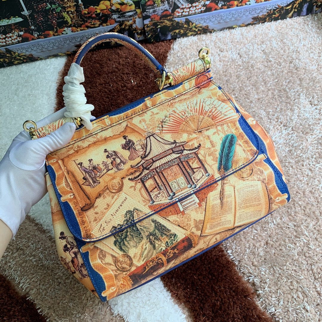 Top Quality Medium Sicily Handbag Unique Print Motifs Muticolour For Women 10.2in/26cm Top Quality