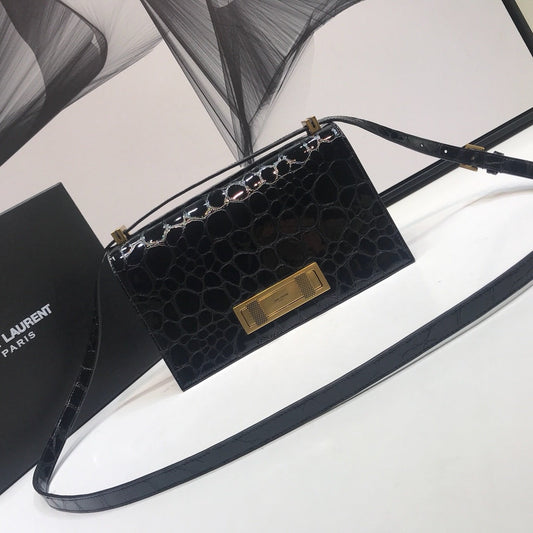 YSSL Cassandra Small Crossbody Bag With Stone Print Black For Women 7in/19cm YSL
