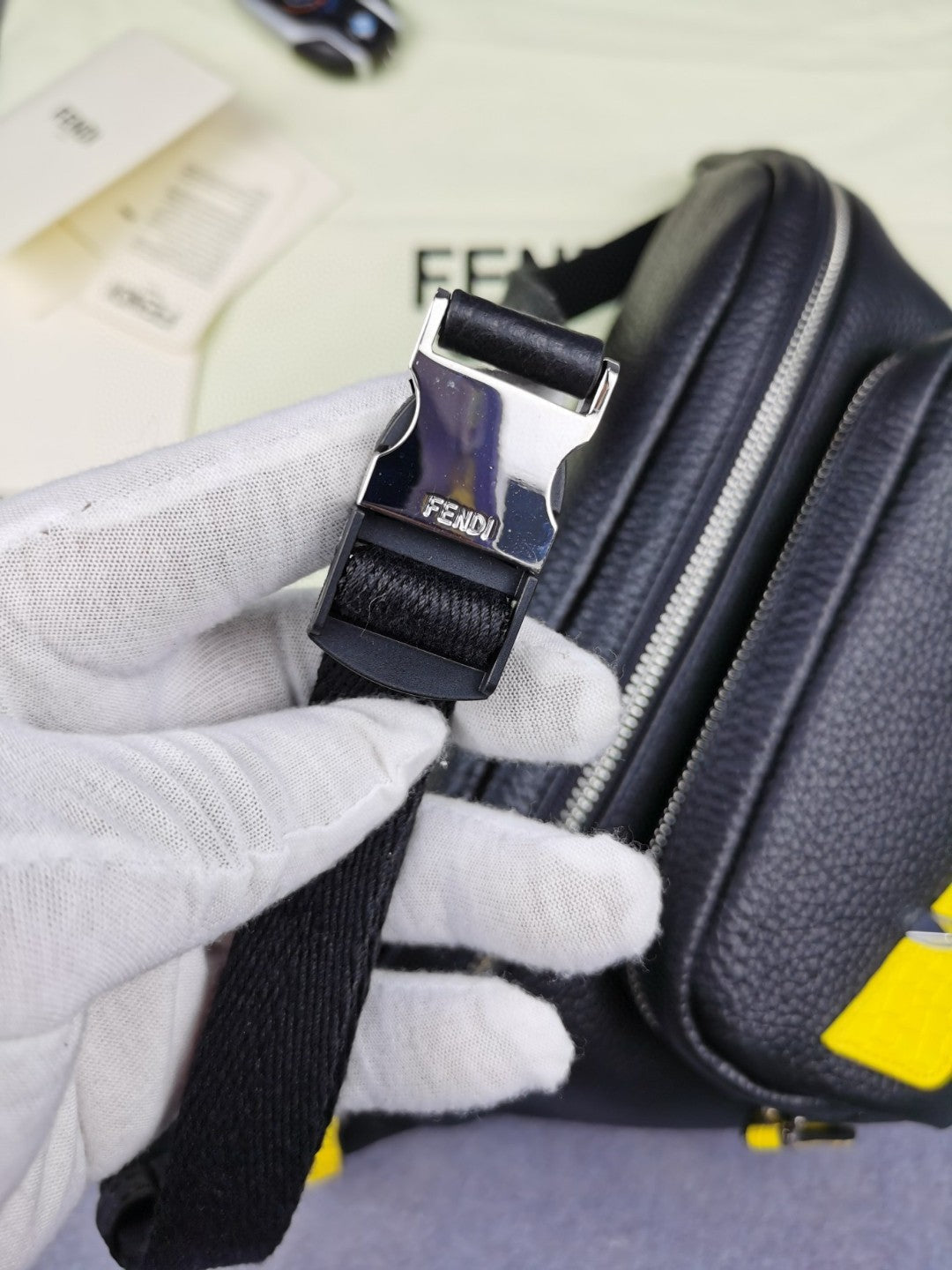 Top QualityTop Quality Little Monster Belt Bag Black/Yellow For Men, Men’s Bags 7.9in/20cm FF